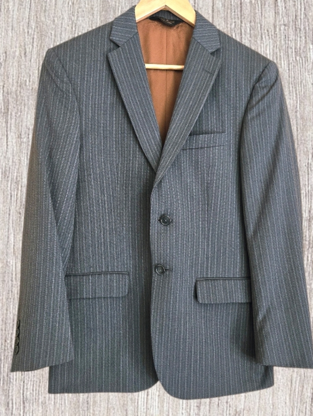 Jos. A Bank Gray Pinstripe Wool Blazer Copper Lining 36S, Joseph NWOT